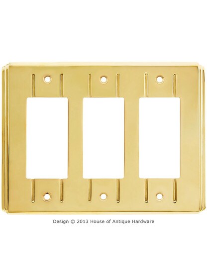 Streamline GFI / Decora Cover Plate - Triple Gang in Unlacquered Brass.